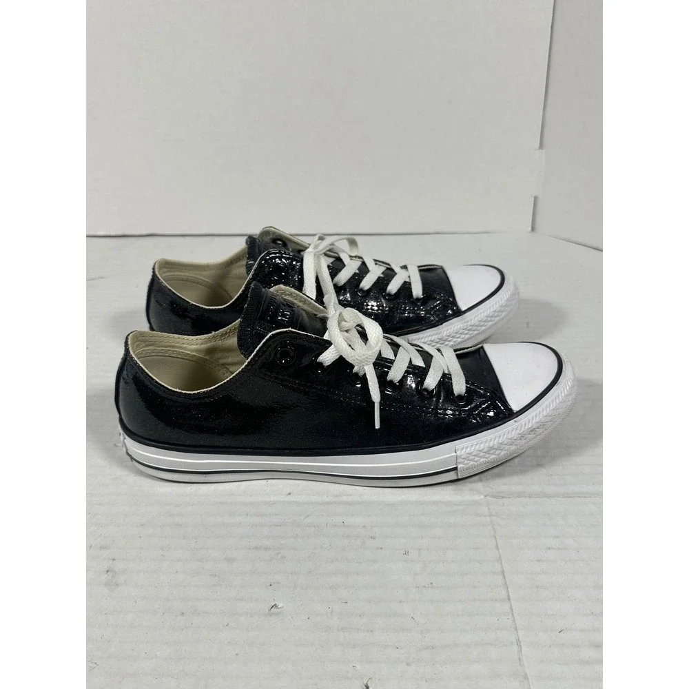 Converse Chuck Taylor All Star Black Glitter Patent Low Top Sneakers 562482C 9.5